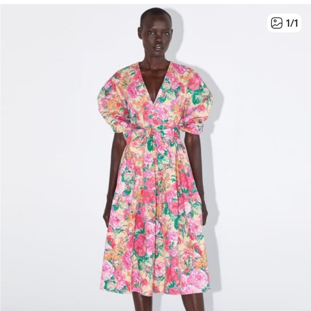 Zara Women Floral Midi Dress